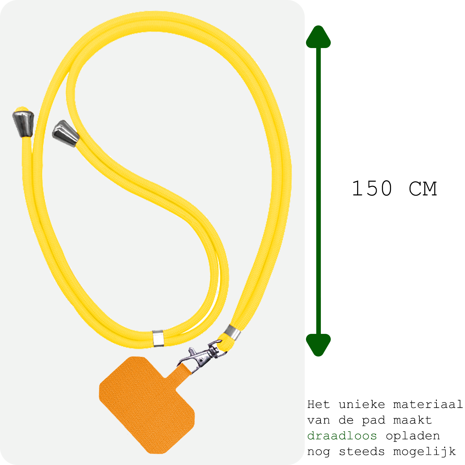 BASEY. Telefoonkoorden Universeel Telefoonkoord Verstelbaar Telefoon Koord - Universeel Telefoonkoord 150 cm - Geel