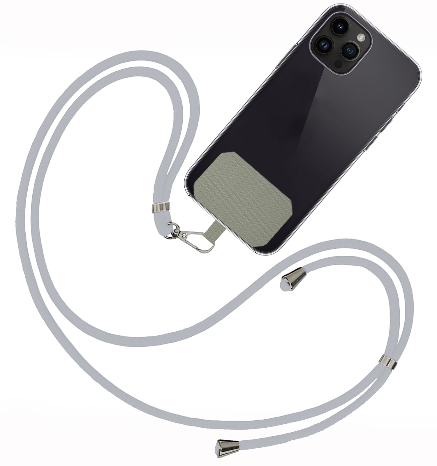 BASEY. Telefoonkoorden Universeel Telefoonkoord Verstelbaar Telefoon Koord - Universeel Telefoonkoord 150 cm - Lichtgrijs