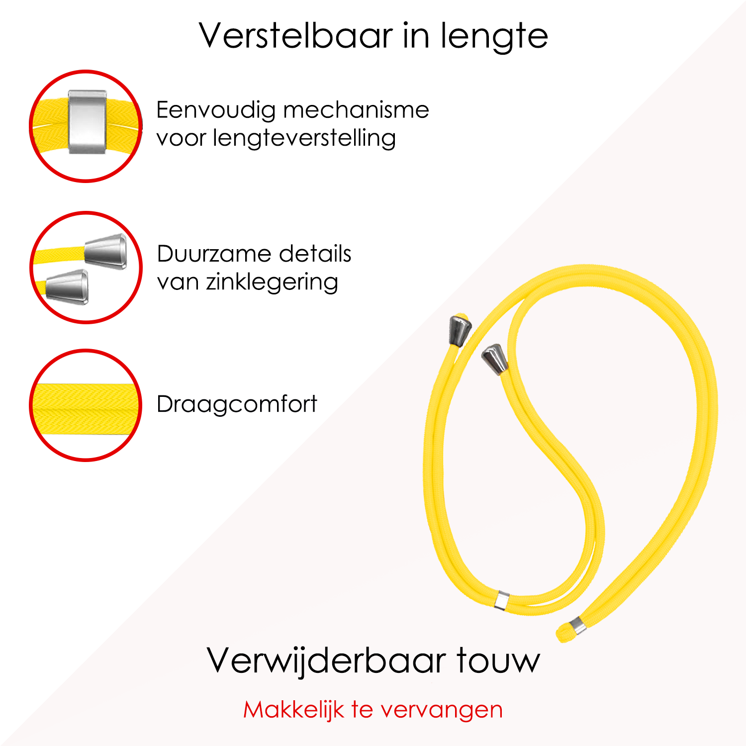 NoXx Telefoon Koord Universeel Telefoonkoord Verstelbaar - Telefoonkoorden Universeel Verstelbaar - Geel