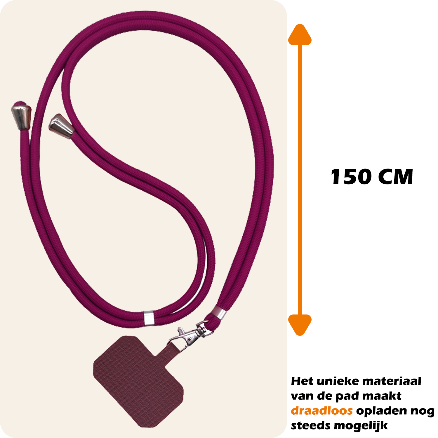 Nomfy Universeel Telefoonkoord Telefoonkoorden Verstelbaar - Universeel Telefoon Koord Polyester Telefoonkoord - Donkerrood