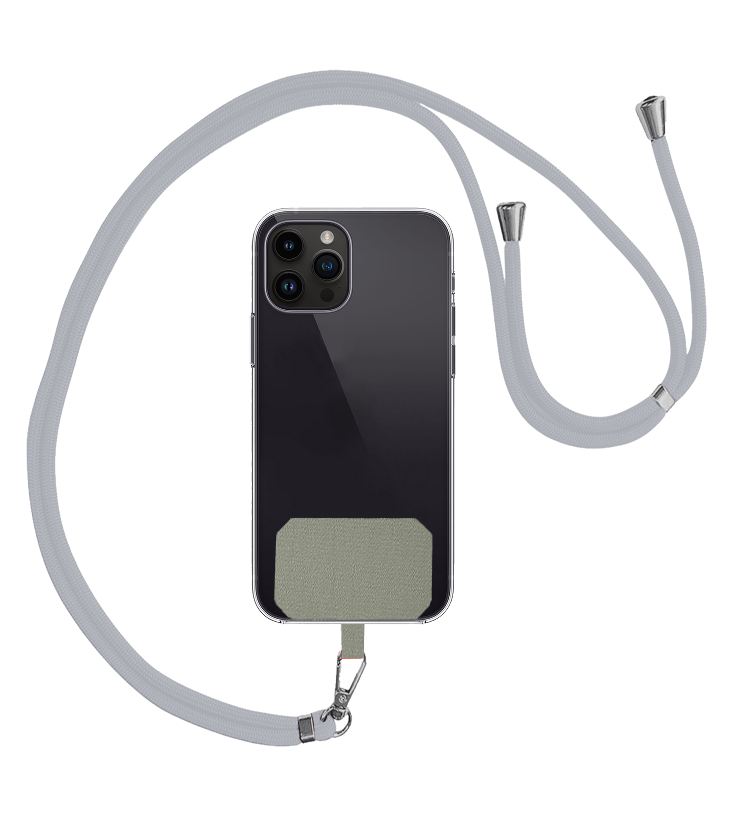 Nomfy Universeel Telefoonkoord Telefoonkoorden Verstelbaar - Universeel Telefoon Koord Polyester Telefoonkoord - Lichtgrijs