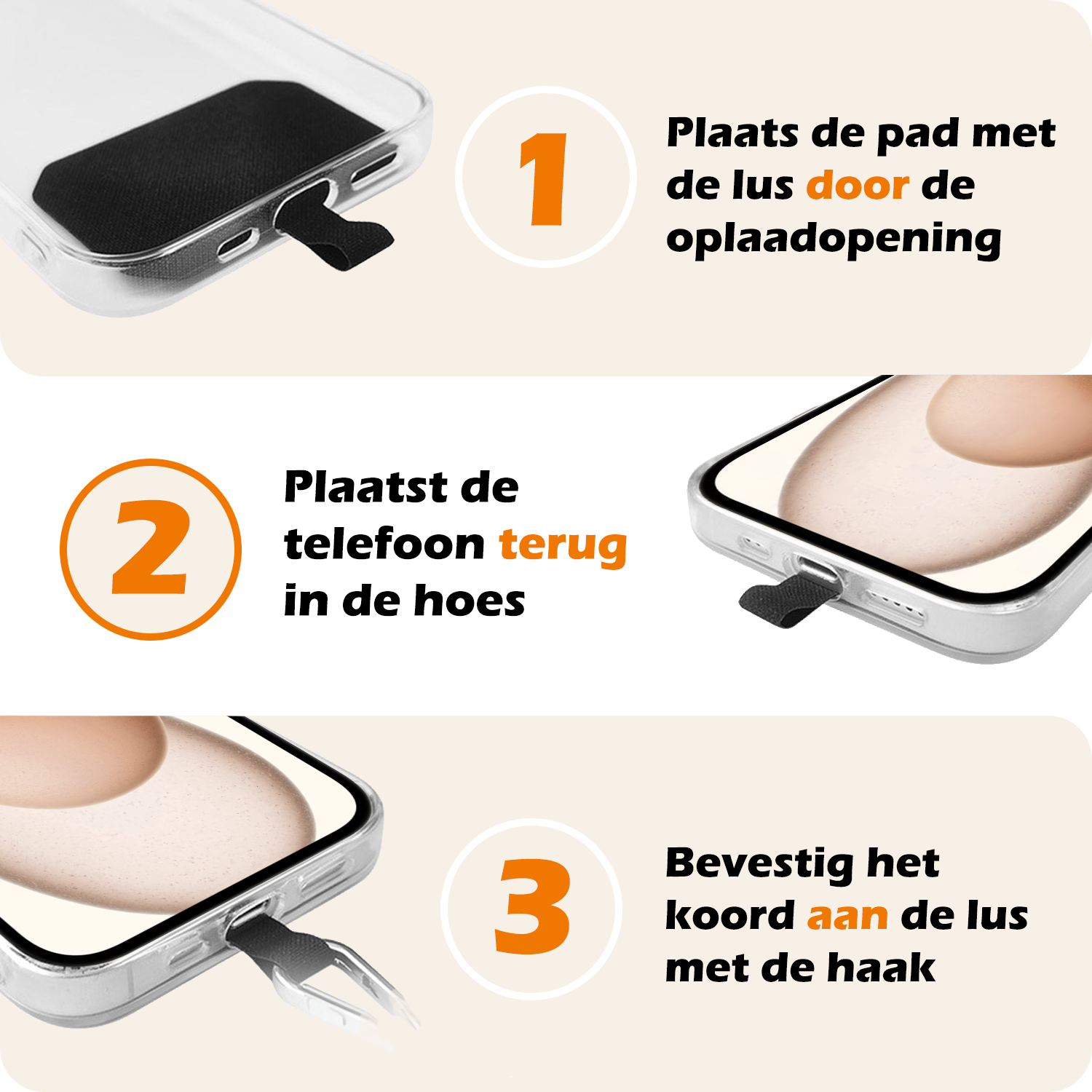 Nomfy Universeel Telefoonkoord Telefoonkoorden Verstelbaar - Universeel Telefoon Koord Polyester Telefoonkoord - Lichtgrijs