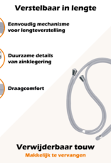 Nomfy Universeel Telefoonkoord Telefoonkoorden Verstelbaar - Universeel Telefoon Koord Polyester Telefoonkoord - Lichtgrijs