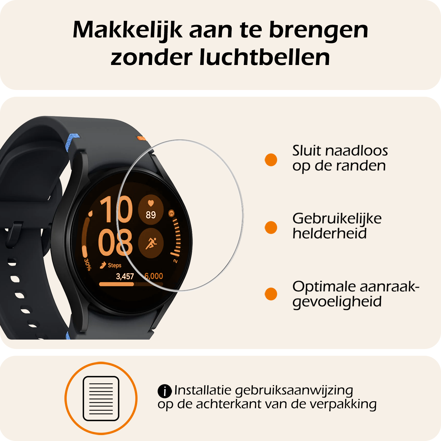 Nomfy Screenprotector Geschikt voor Samsung Watch FE 40 mm Screenprotector Glas Gehard Screen Cover - Screen Protector Geschikt voor Samsung Galaxy Watch FE (40 mm) Screenprotector Tempered Glass - 3 PACK