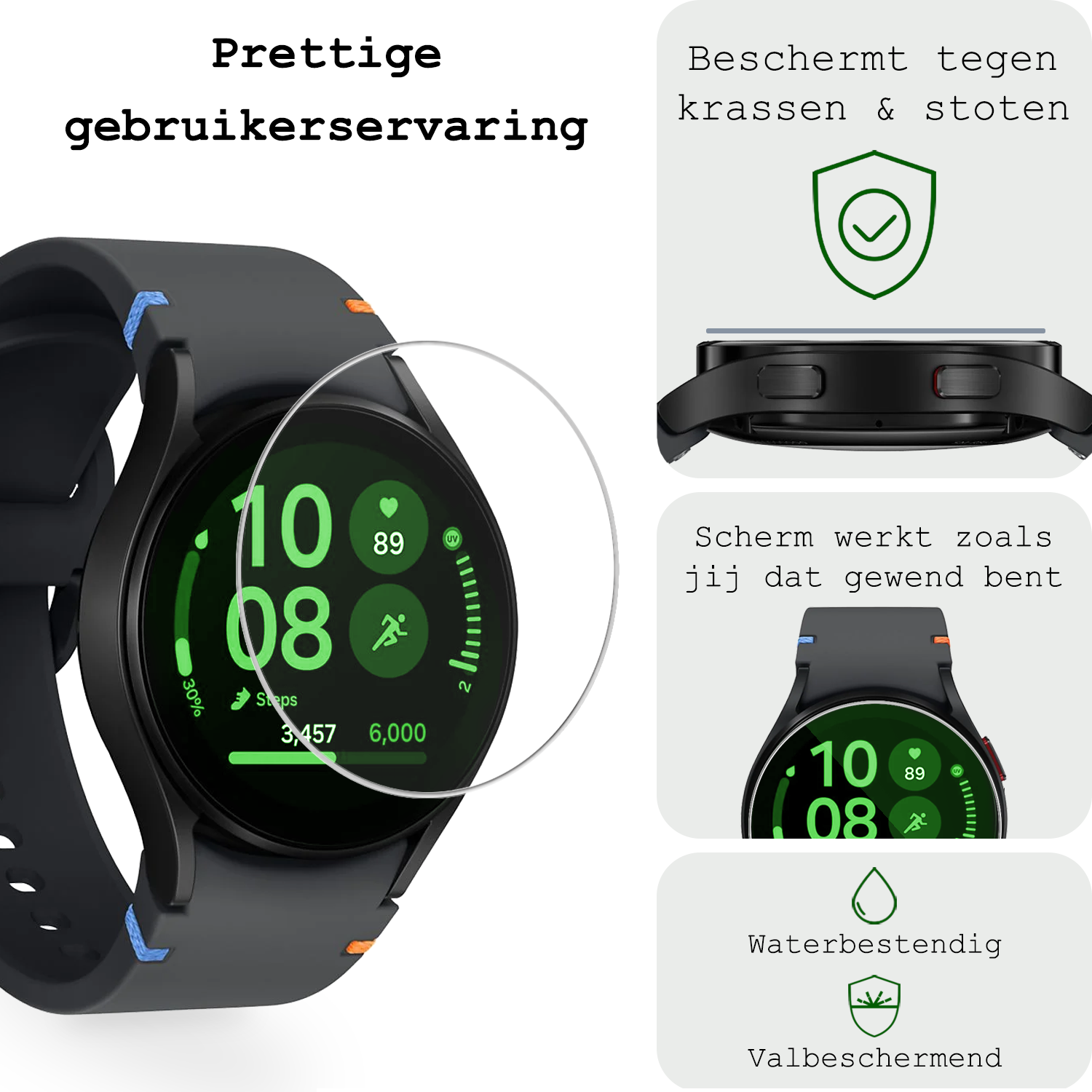 BASEY. Screenprotector Geschikt voor Samsung Watch FE 40 mm Screenprotector Glas Gehard Screen Cover - Screen Protector Geschikt voor Samsung Galaxy Watch FE (40 mm) Screenprotector Tempered Glass - 3 PACK