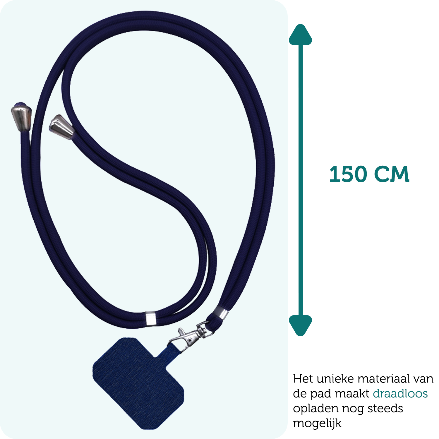 Forterra Telefoonkoord Universeel Telefoonkoorden Verstelbaar Telefoon Koord Telefoonketting - Universeel Telefoonkoord - 150 cm - Donkerblauw