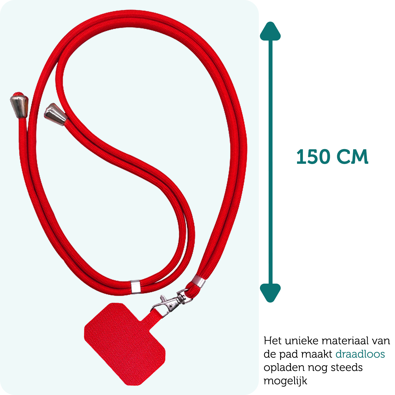 Forterra Telefoonkoord Universeel Telefoonkoorden Verstelbaar Telefoon Koord Telefoonketting - Universeel Telefoonkoord - 150 cm - Rood