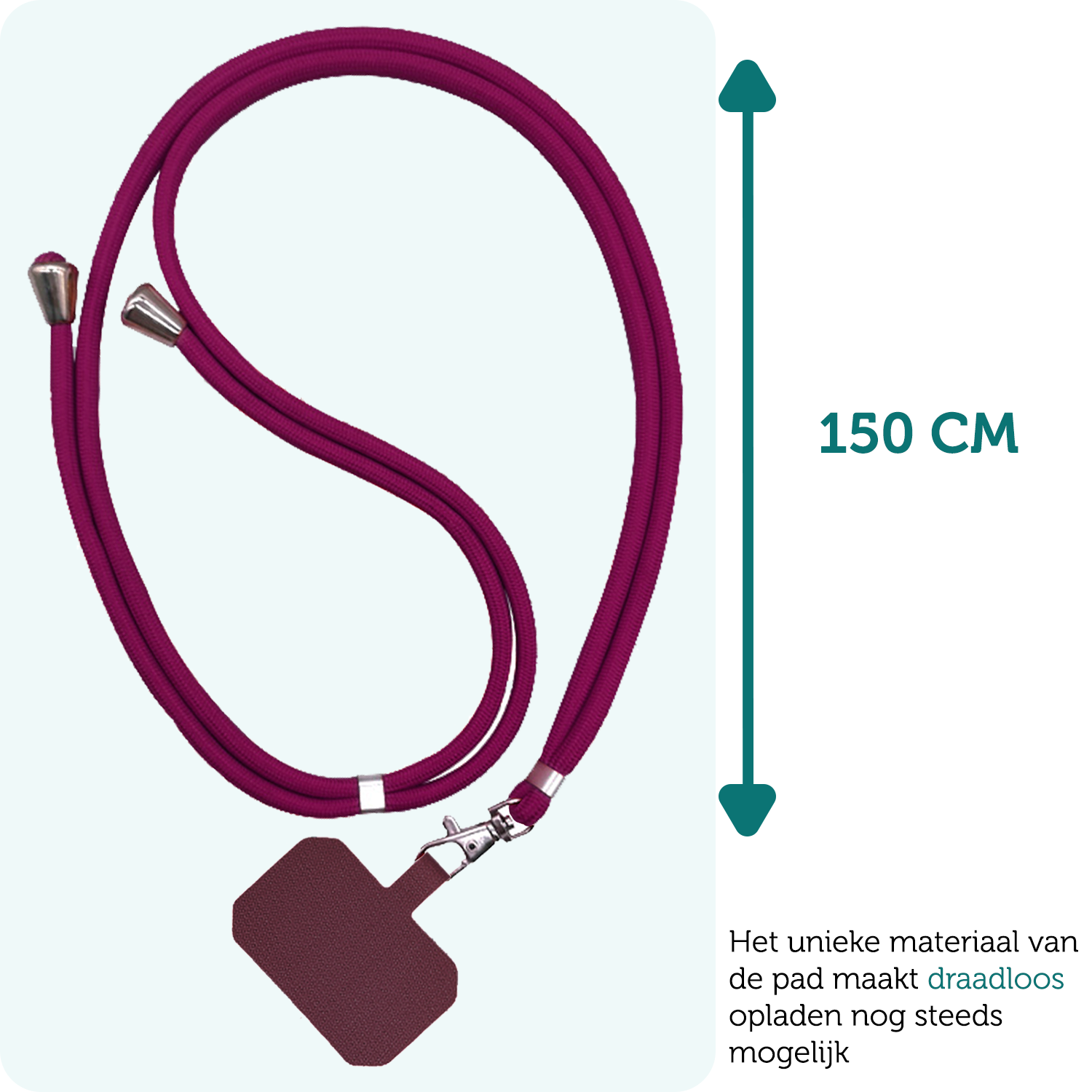 Forterra Telefoonkoord Universeel Telefoonkoorden Verstelbaar Telefoon Koord Telefoonketting - Universeel Telefoonkoord - 150 cm - Donkerrood