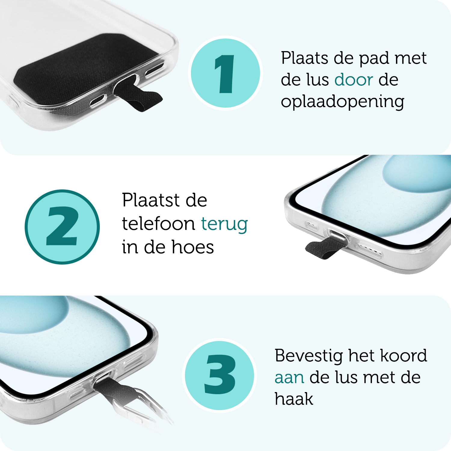 Forterra Telefoonkoord Universeel Telefoonkoorden Verstelbaar Telefoon Koord Telefoonketting - Universeel Telefoonkoord - 150 cm - Geel