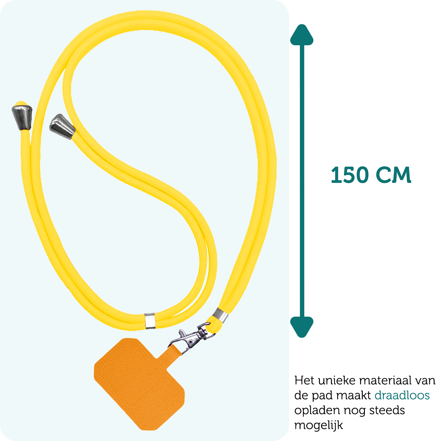 Forterra Telefoonkoord Universeel Telefoonkoorden Verstelbaar Telefoon Koord Telefoonketting - Universeel Telefoonkoord - 150 cm - Geel