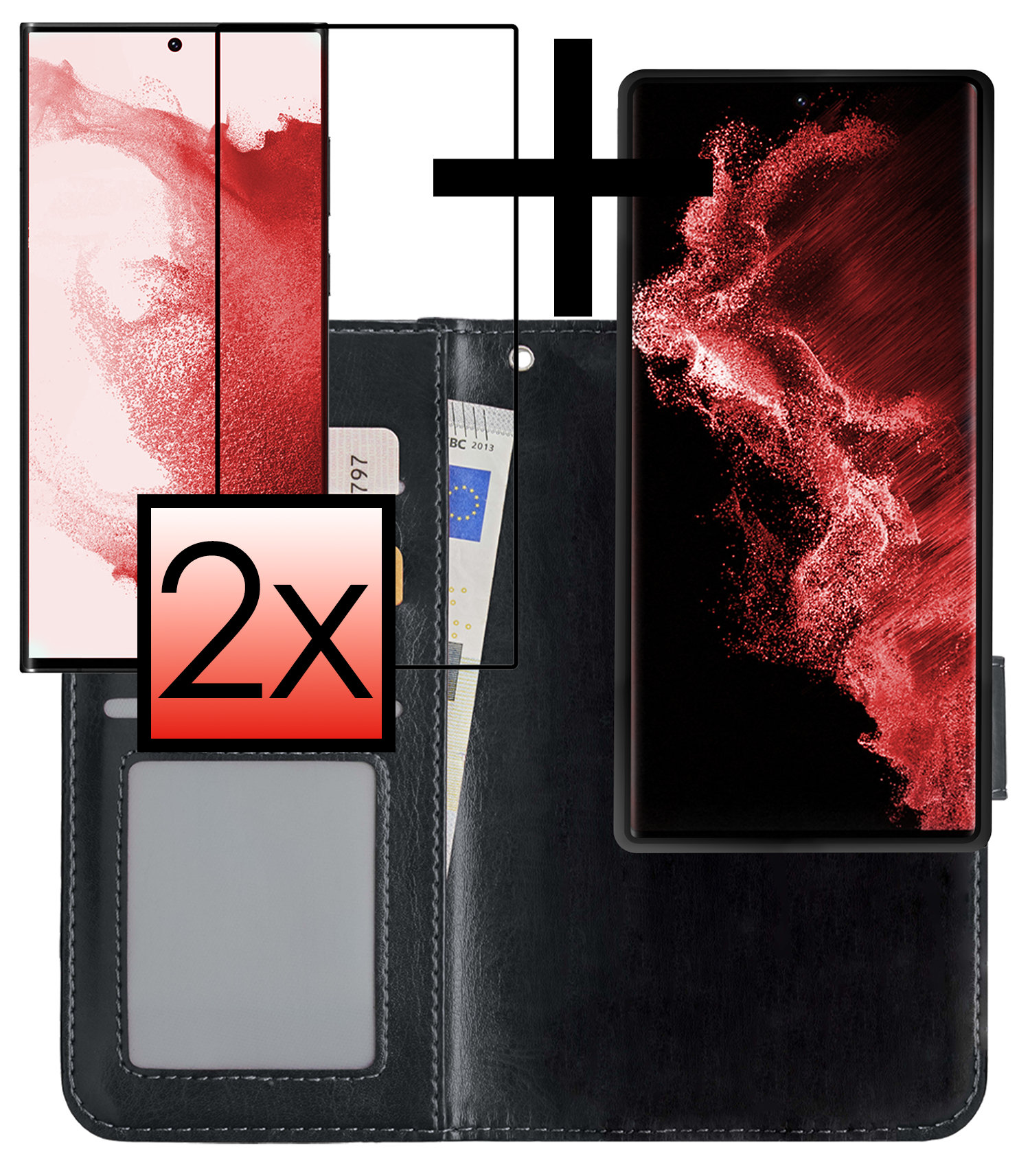 NoXx Hoes Geschikt voor <model> Hoesje Bookcase Hoes 2-in-1 Uitneembaar Cover Hard Case Met 2x Screenprotector - <color>