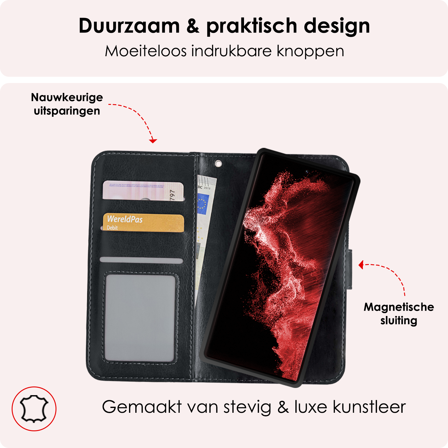 NoXx Hoes Geschikt voor <model> Hoesje Bookcase Hoes 2-in-1 Uitneembaar Cover Hard Case Met 2x Screenprotector - <color>