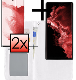 NoXx NoXx Samsung Galaxy S22 Ultra Hoesje Bookcase Uitneembaar Met 2x Screenprotector - Wit