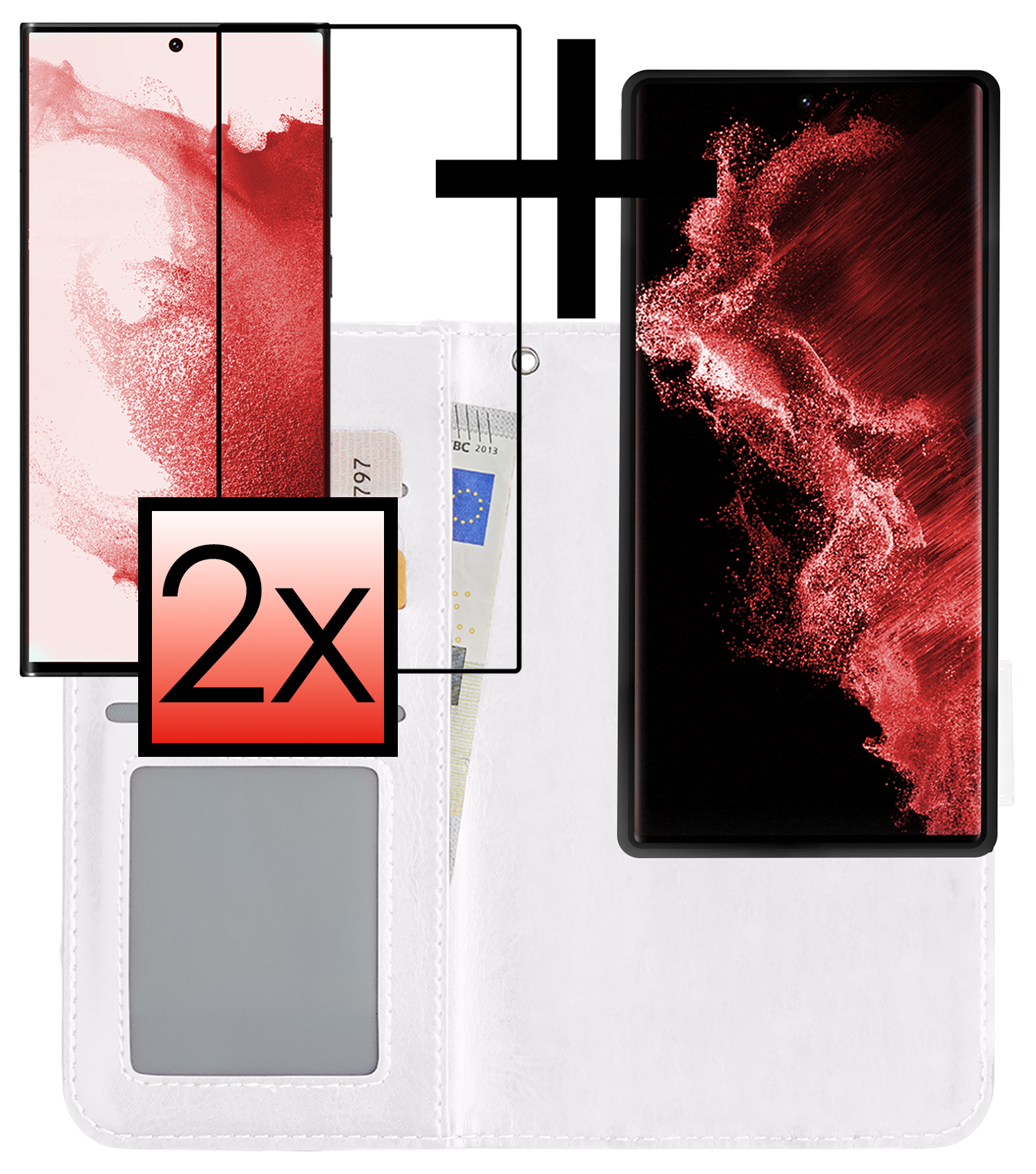 NoXx Hoes Geschikt voor <model> Hoesje Bookcase Hoes 2-in-1 Uitneembaar Cover Hard Case Met 2x Screenprotector - <color>