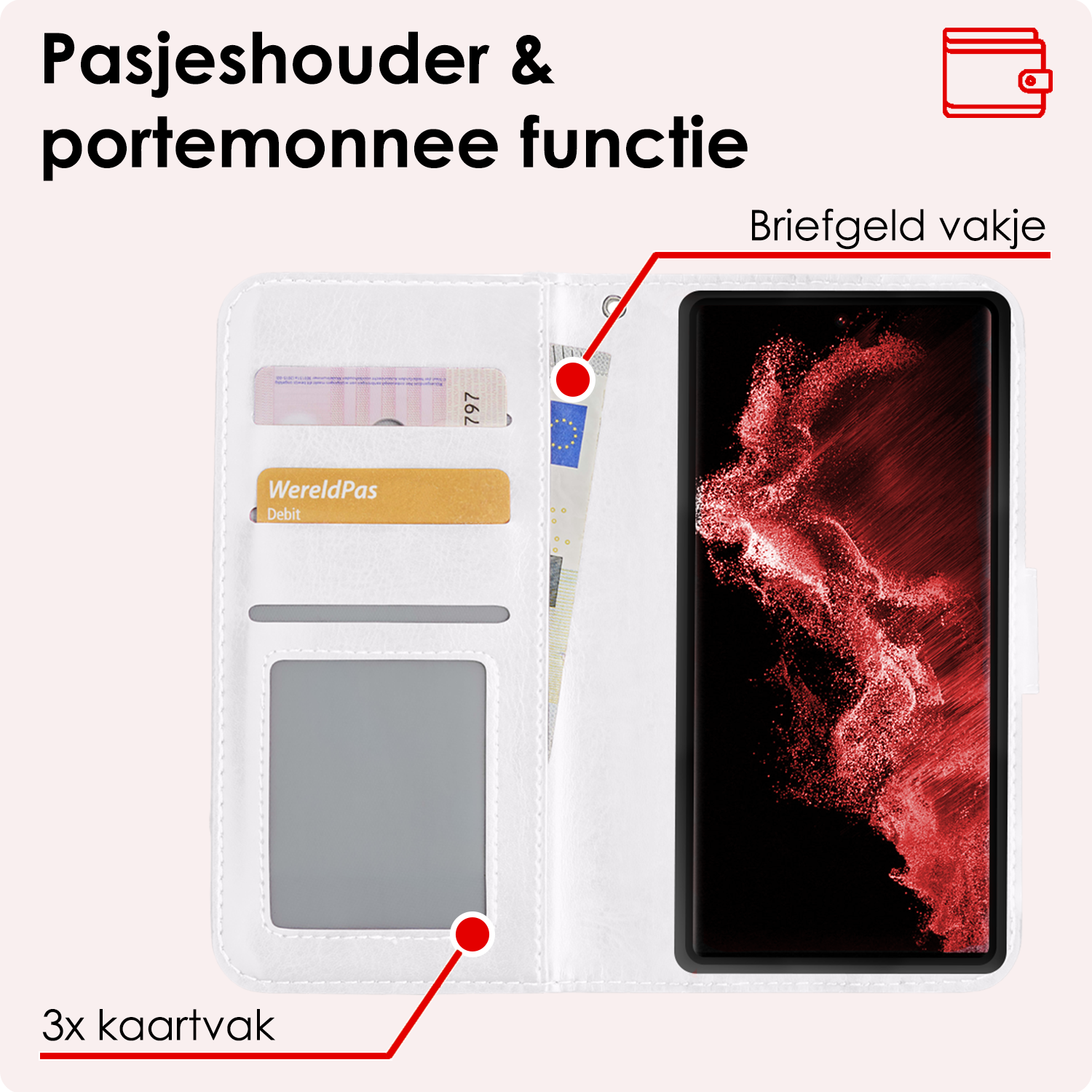 NoXx Hoes Geschikt voor <model> Hoesje Bookcase Hoes 2-in-1 Uitneembaar Cover Hard Case Met 2x Screenprotector - <color>