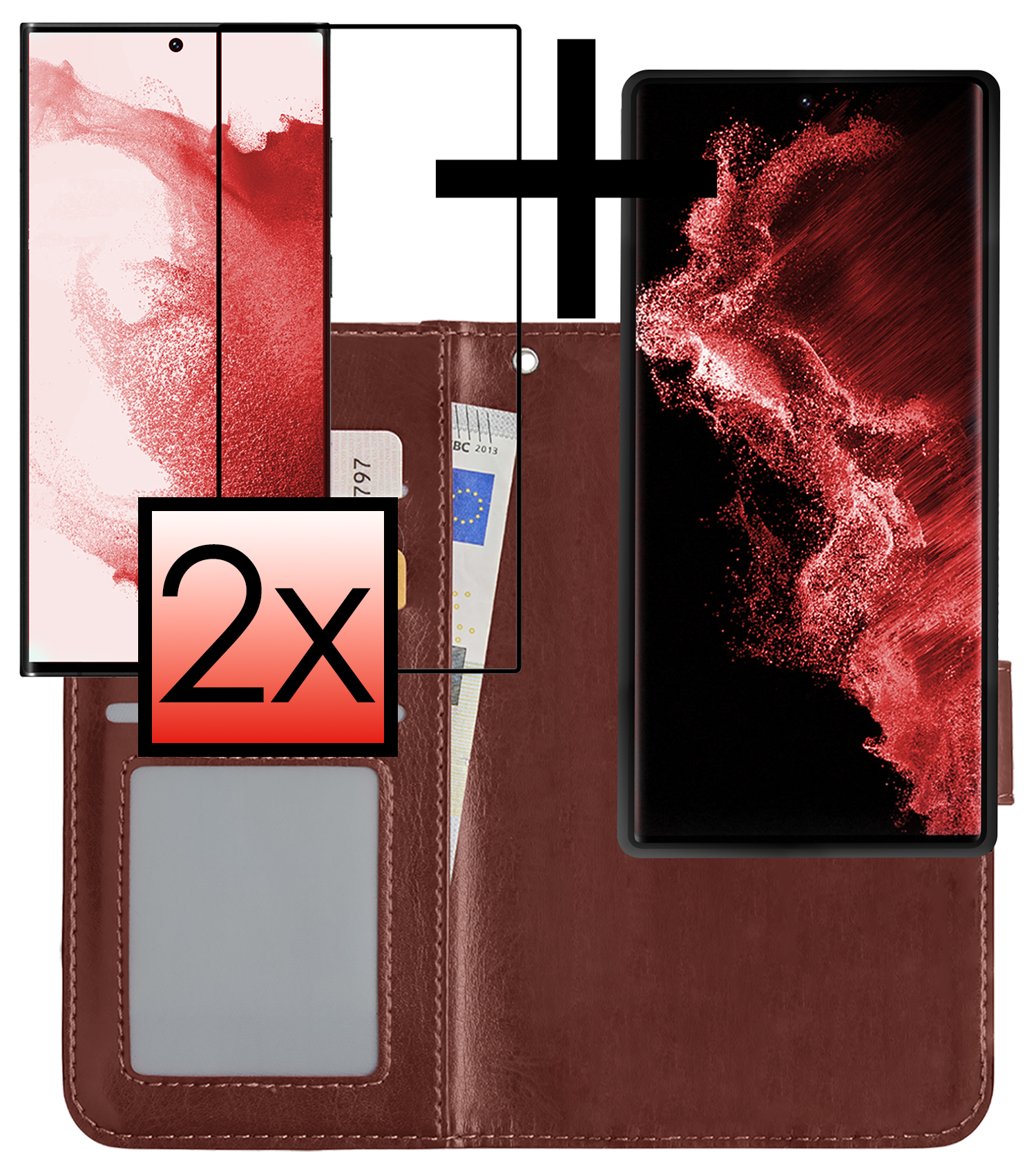 NoXx Hoes Geschikt voor <model> Hoesje Bookcase Hoes 2-in-1 Uitneembaar Cover Hard Case Met 2x Screenprotector - <color>