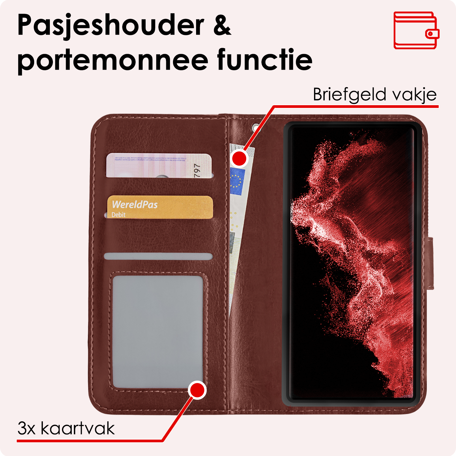 NoXx Hoes Geschikt voor <model> Hoesje Bookcase Hoes 2-in-1 Uitneembaar Cover Hard Case Met 2x Screenprotector - <color>