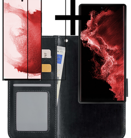 NoXx NoXx Samsung Galaxy S22 Ultra Hoesje Bookcase Uitneembaar Met Screenprotector - Zwart