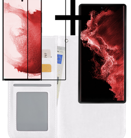 NoXx NoXx Samsung Galaxy S22 Ultra Hoesje Bookcase Uitneembaar Met Screenprotector - Wit