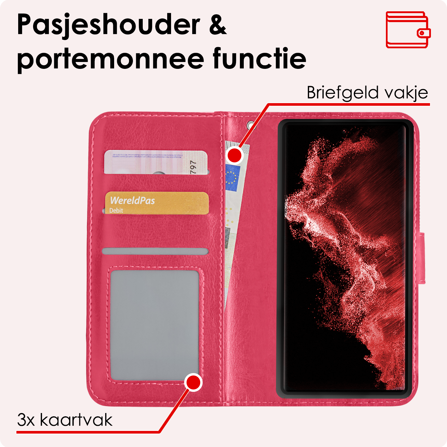 NoXx Hoes Geschikt voor <model> Hoesje Bookcase Hoes 2-in-1 Uitneembaar Cover Hard Case Met Screenprotector - <color>