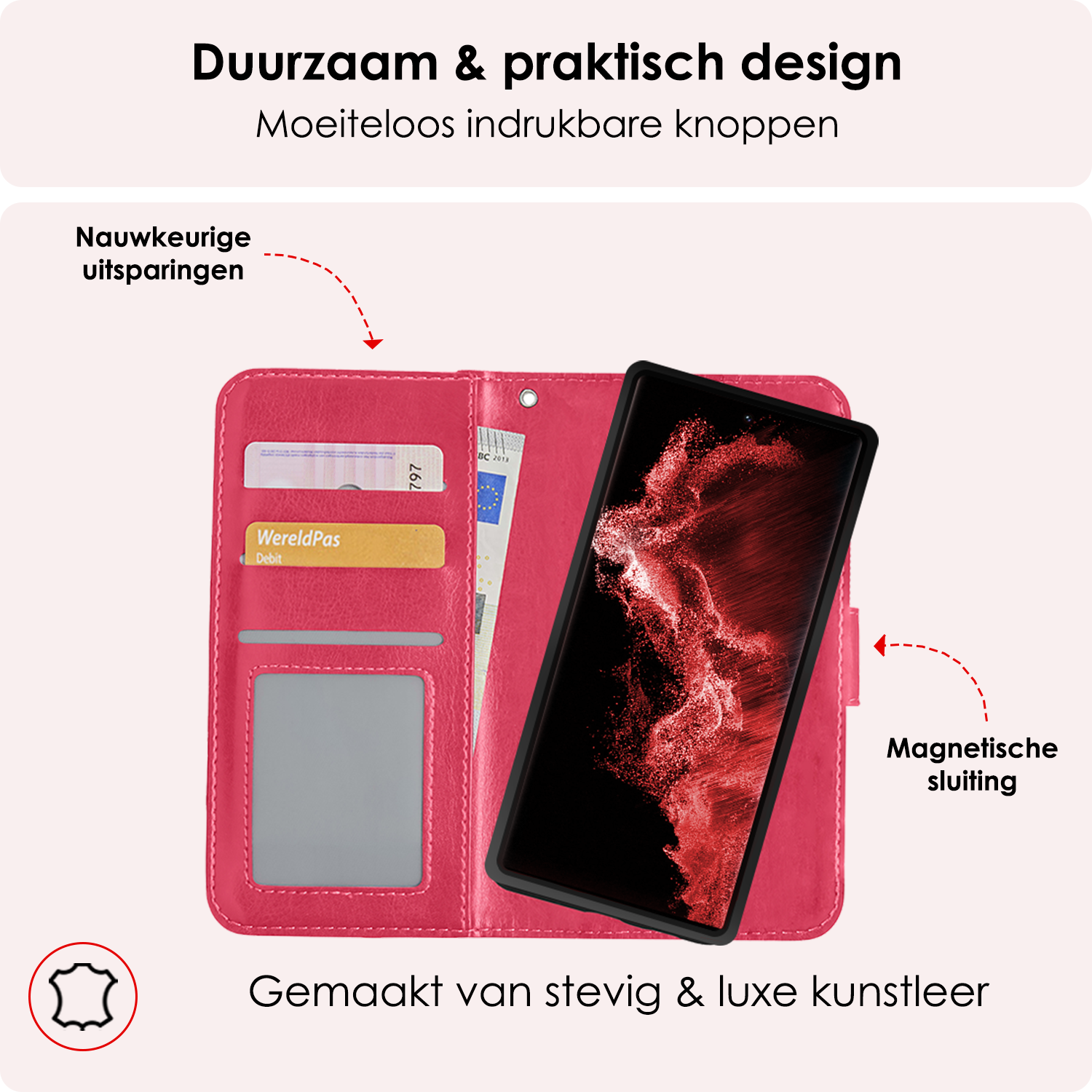 NoXx Hoes Geschikt voor <model> Hoesje Bookcase Hoes 2-in-1 Uitneembaar Cover Hard Case Met Screenprotector - <color>