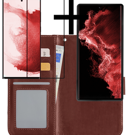 NoXx NoXx Samsung Galaxy S22 Ultra Hoesje Bookcase Uitneembaar Met Screenprotector - Bruin