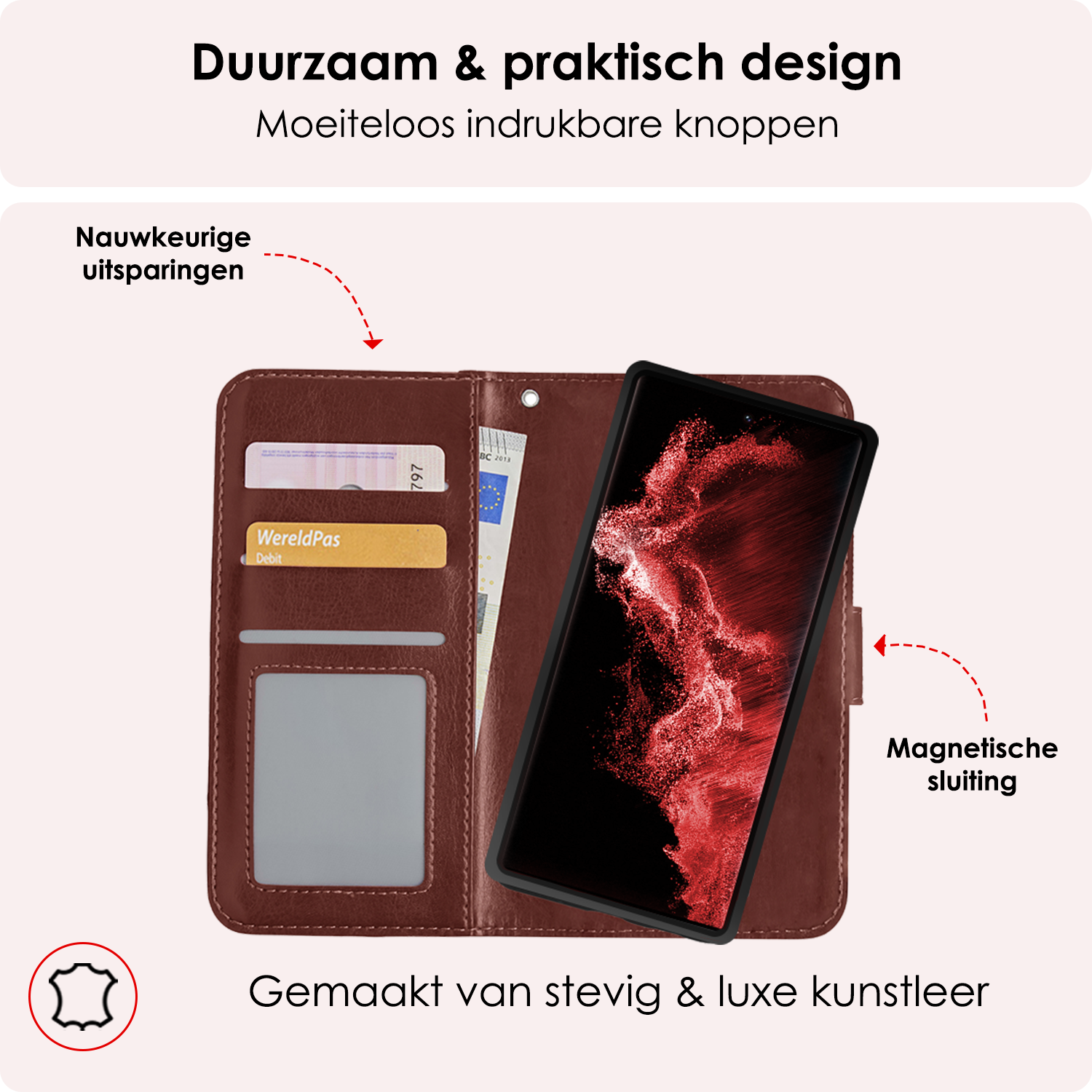 NoXx Hoes Geschikt voor <model> Hoesje Bookcase Hoes 2-in-1 Uitneembaar Cover Hard Case Met Screenprotector - <color>