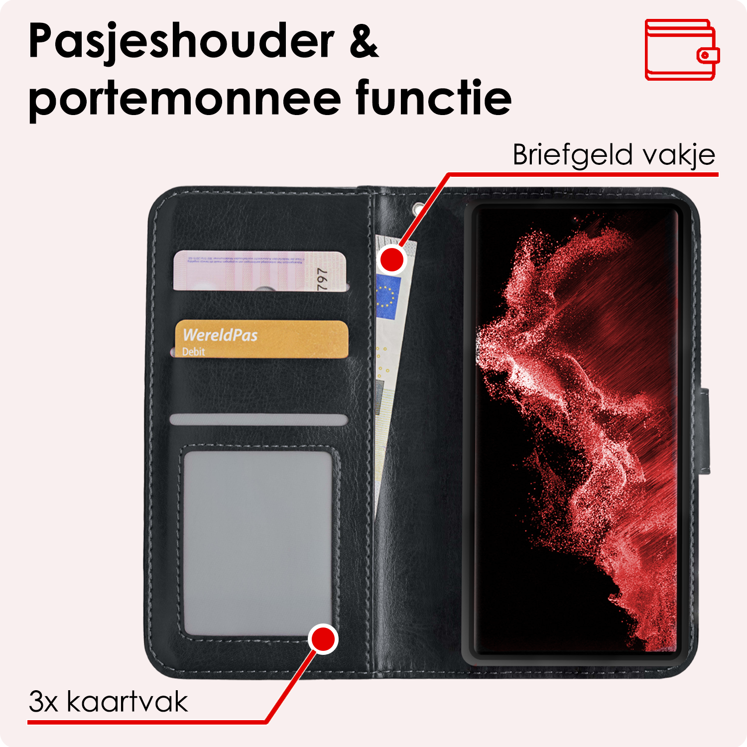 NoXx Hoes Geschikt voor <model> Hoesje Bookcase Hoes 2-in-1 Uitneembaar Cover Hard Case - <color>