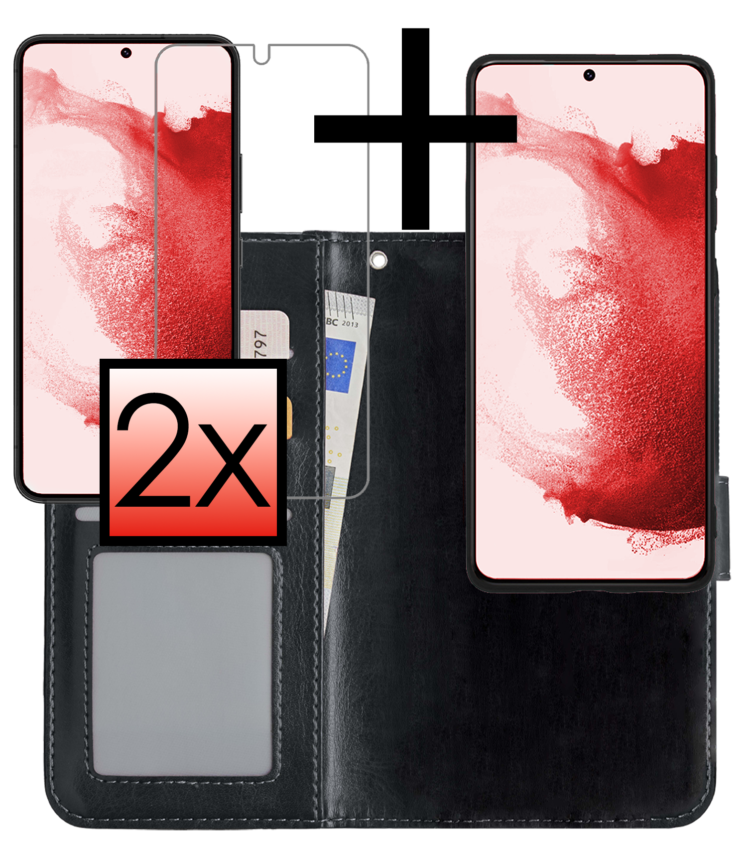 NoXx Hoes Geschikt voor <model> Hoesje Bookcase Hoes 2-in-1 Uitneembaar Cover Hard Case Met 2x Screenprotector - <color>