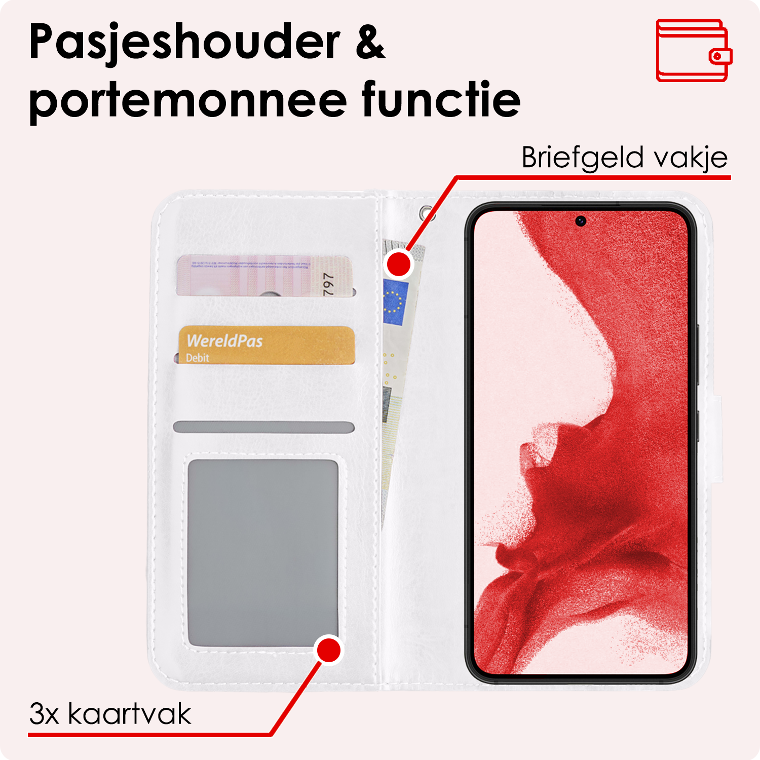 NoXx Hoes Geschikt voor <model> Hoesje Bookcase Hoes 2-in-1 Uitneembaar Cover Hard Case Met 2x Screenprotector - <color>