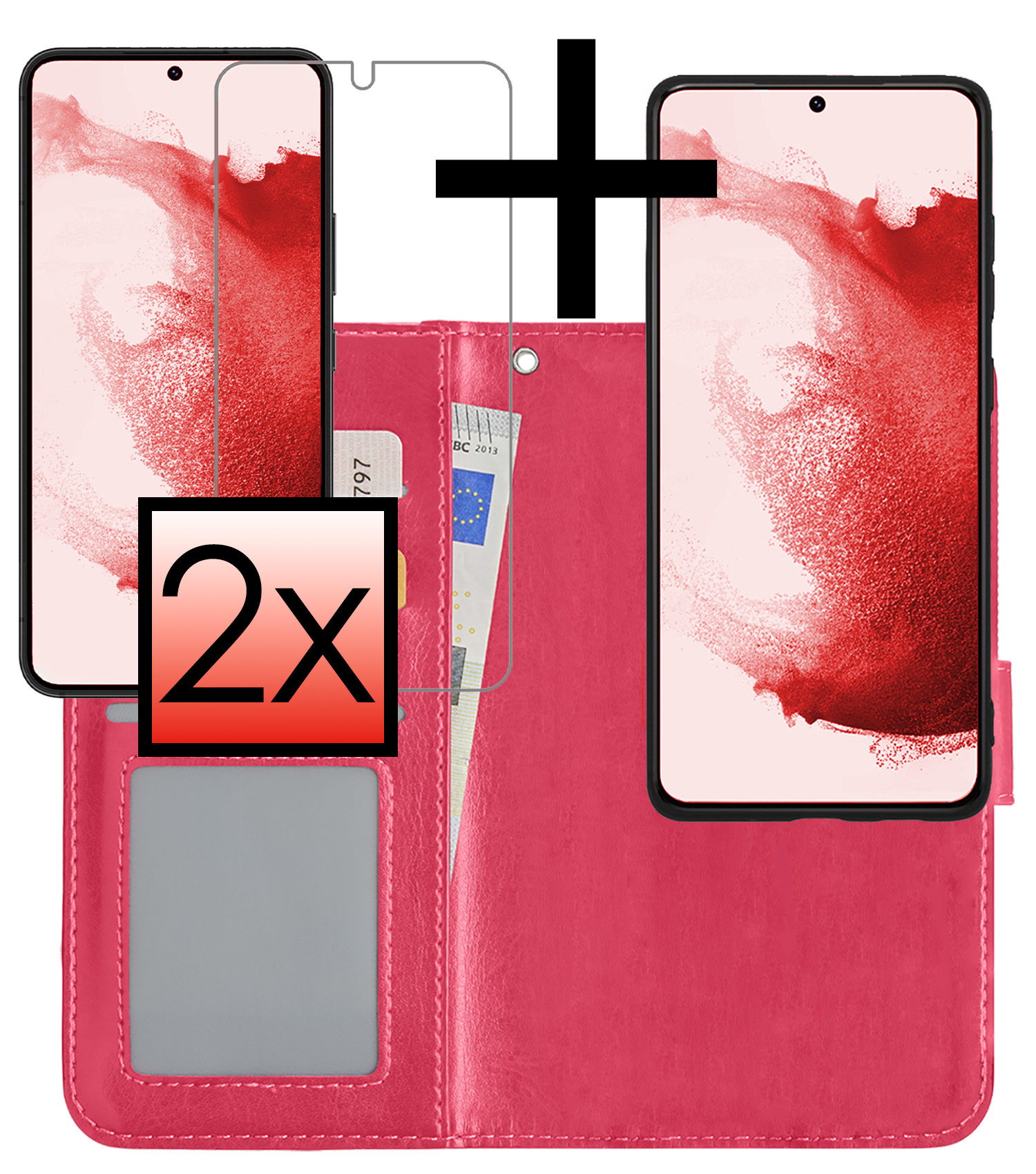 NoXx Hoes Geschikt voor <model> Hoesje Bookcase Hoes 2-in-1 Uitneembaar Cover Hard Case Met 2x Screenprotector - <color>