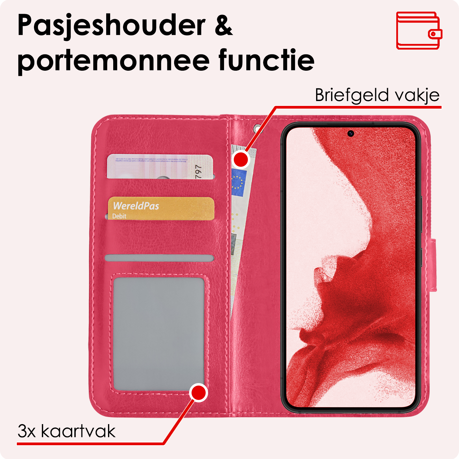 NoXx Hoes Geschikt voor <model> Hoesje Bookcase Hoes 2-in-1 Uitneembaar Cover Hard Case Met 2x Screenprotector - <color>