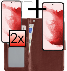 NoXx NoXx Samsung Galaxy S22 Plus Hoesje Bookcase Uitneembaar Met 2x Screenprotector - Bruin