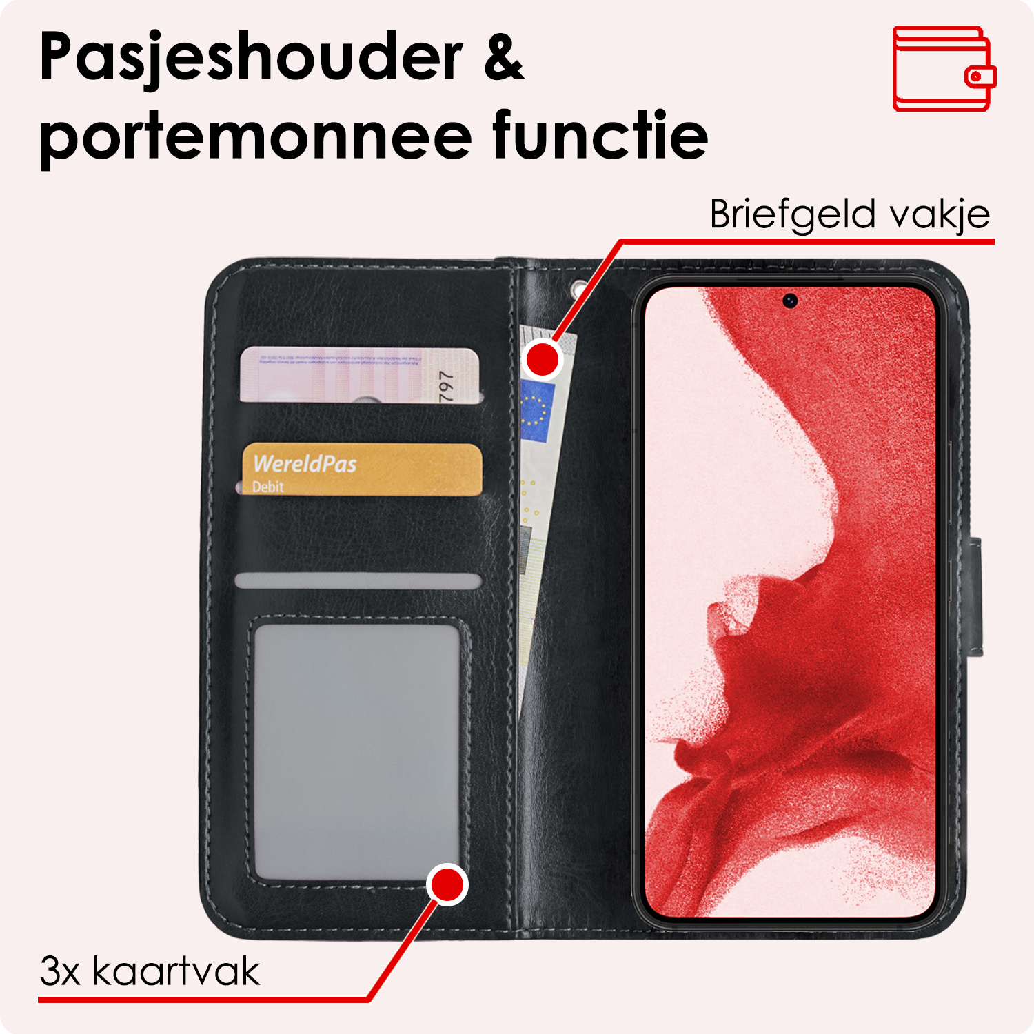 NoXx Hoes Geschikt voor <model> Hoesje Bookcase Hoes 2-in-1 Uitneembaar Cover Hard Case Met Screenprotector - <color>