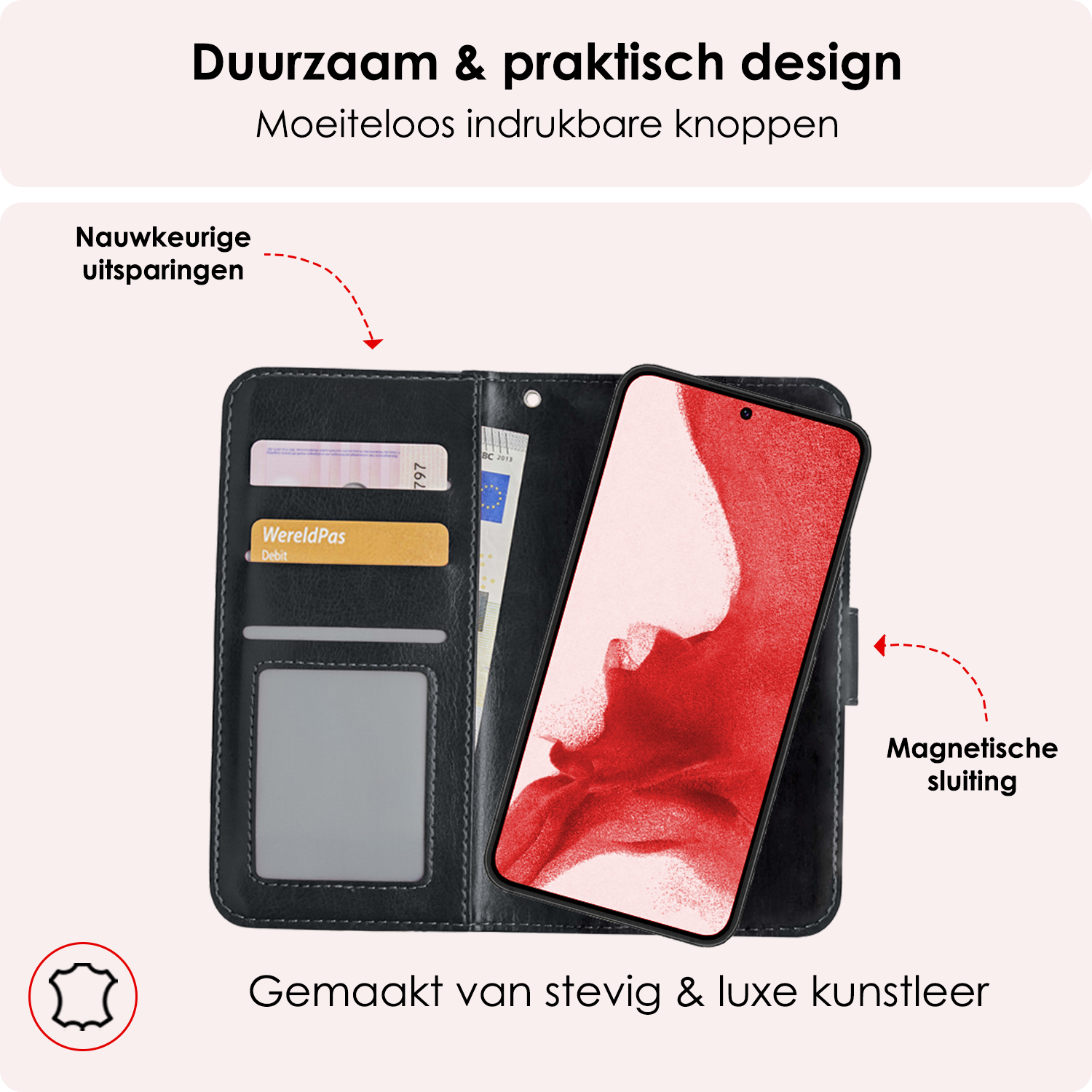 NoXx Hoes Geschikt voor <model> Hoesje Bookcase Hoes 2-in-1 Uitneembaar Cover Hard Case Met Screenprotector - <color>