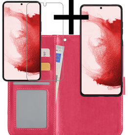 NoXx NoXx Samsung Galaxy S22 Plus Hoesje Bookcase Uitneembaar Met Screenprotector - Donkerroze