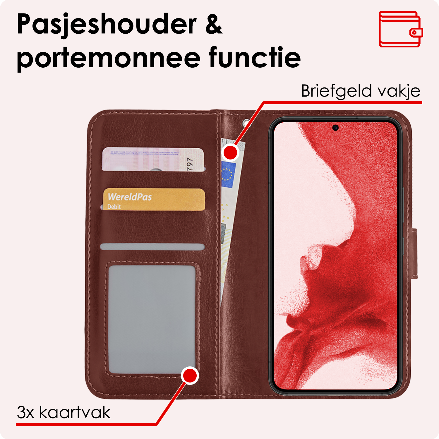 NoXx Hoes Geschikt voor <model> Hoesje Bookcase Hoes 2-in-1 Uitneembaar Cover Hard Case Met Screenprotector - <color>