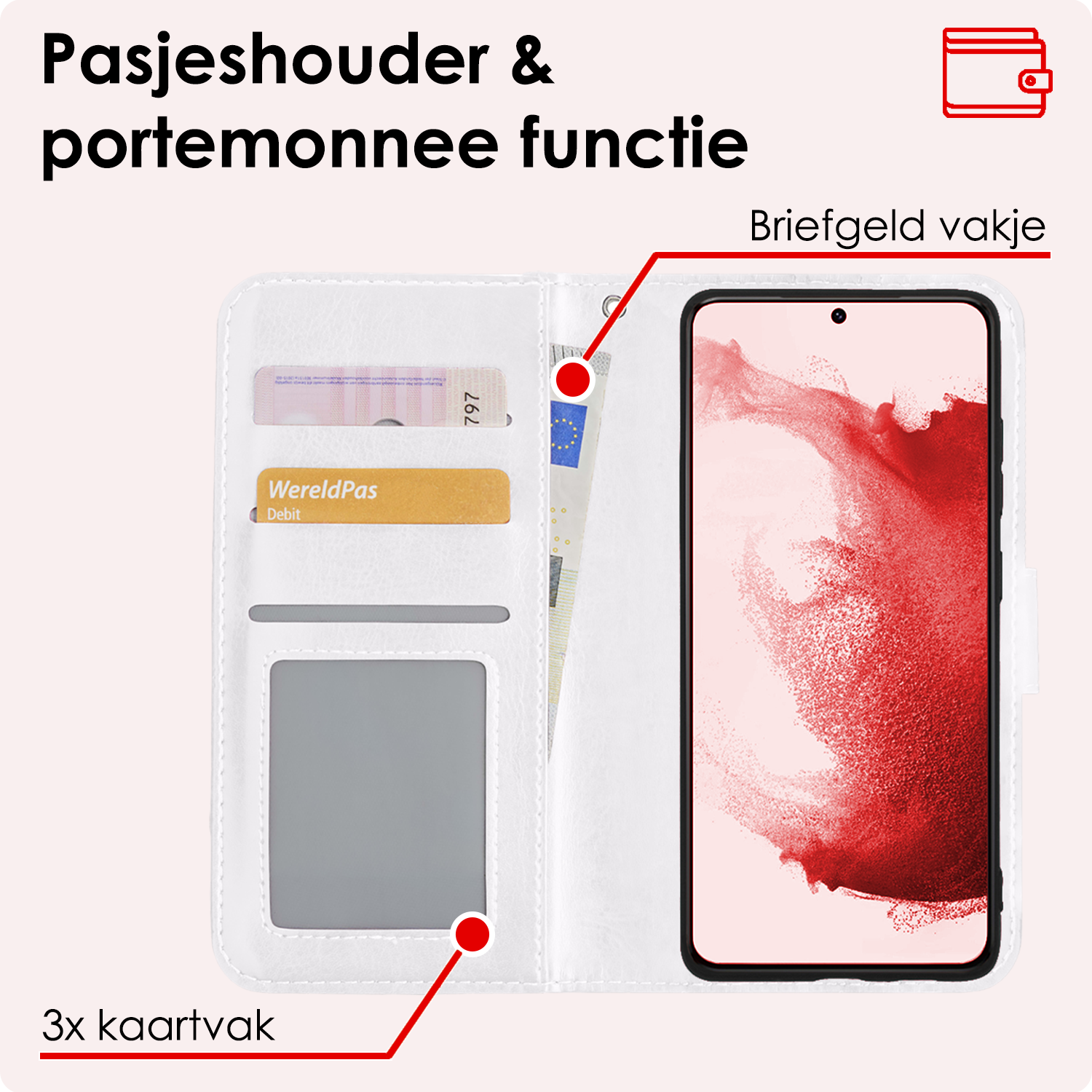 NoXx Hoes Geschikt voor <model> Hoesje Bookcase Hoes 2-in-1 Uitneembaar Cover Hard Case Met 2x Screenprotector - <color>