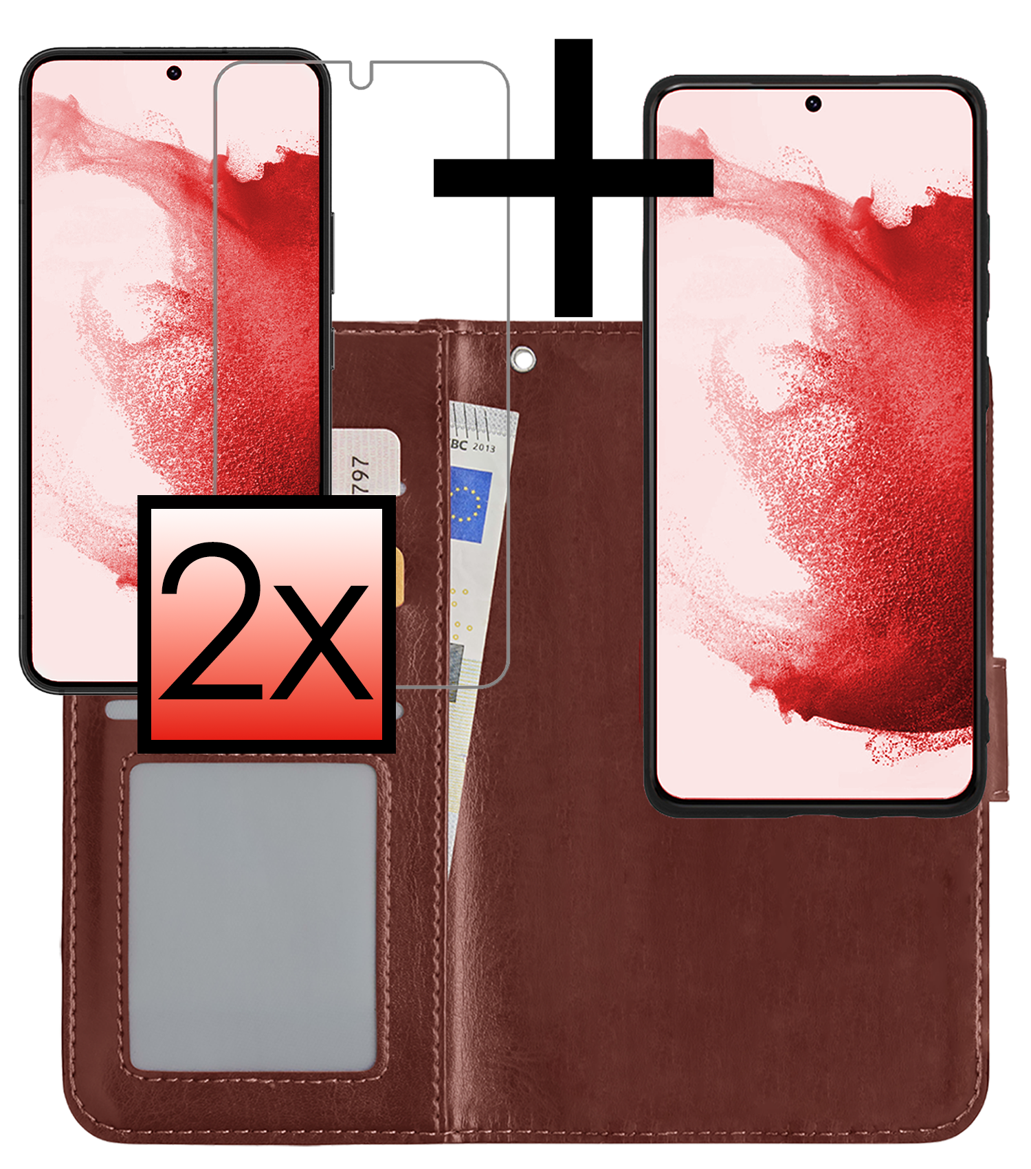 NoXx Hoes Geschikt voor <model> Hoesje Bookcase Hoes 2-in-1 Uitneembaar Cover Hard Case Met 2x Screenprotector - <color>