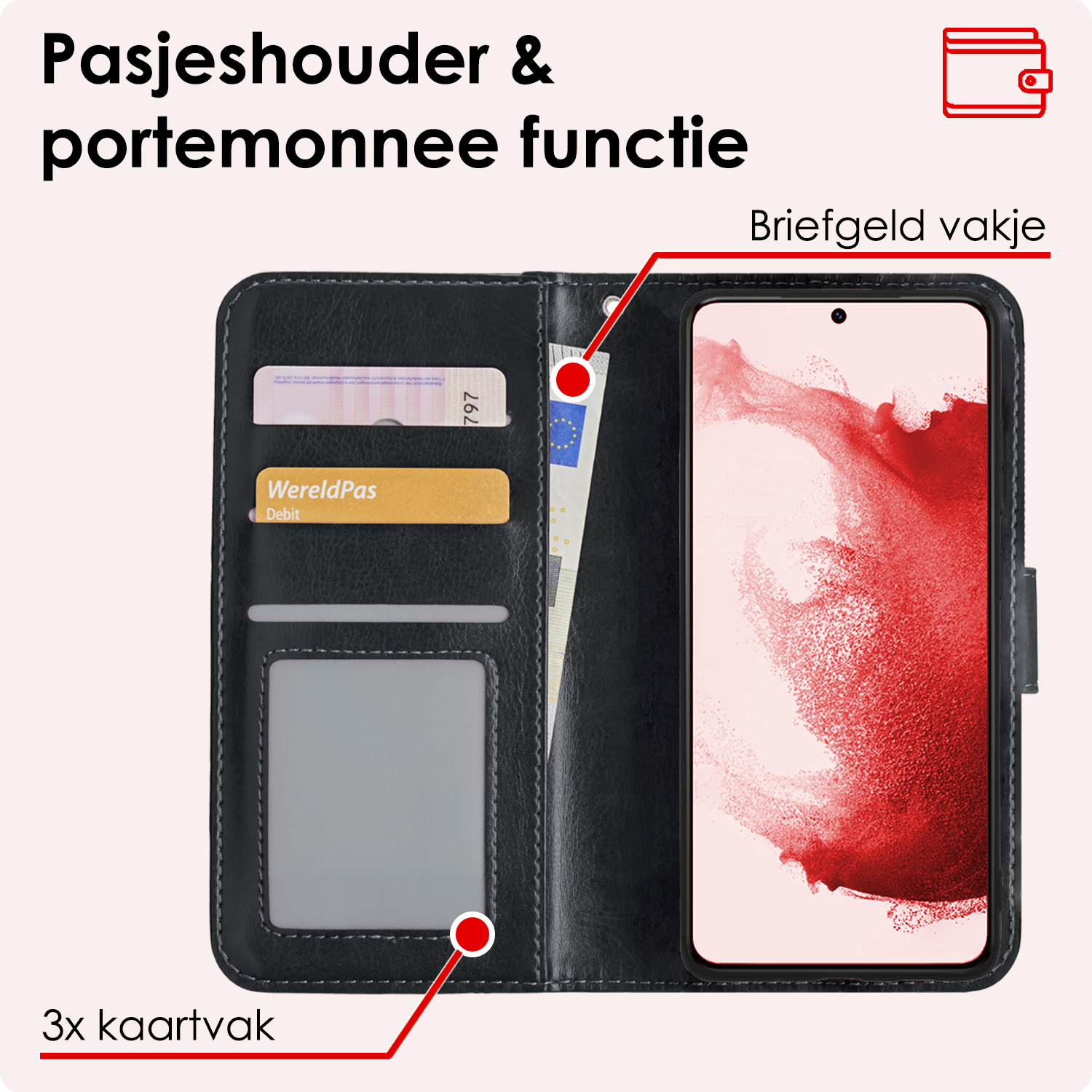 NoXx Hoes Geschikt voor <model> Hoesje Bookcase Hoes 2-in-1 Uitneembaar Cover Hard Case Met Screenprotector - <color>