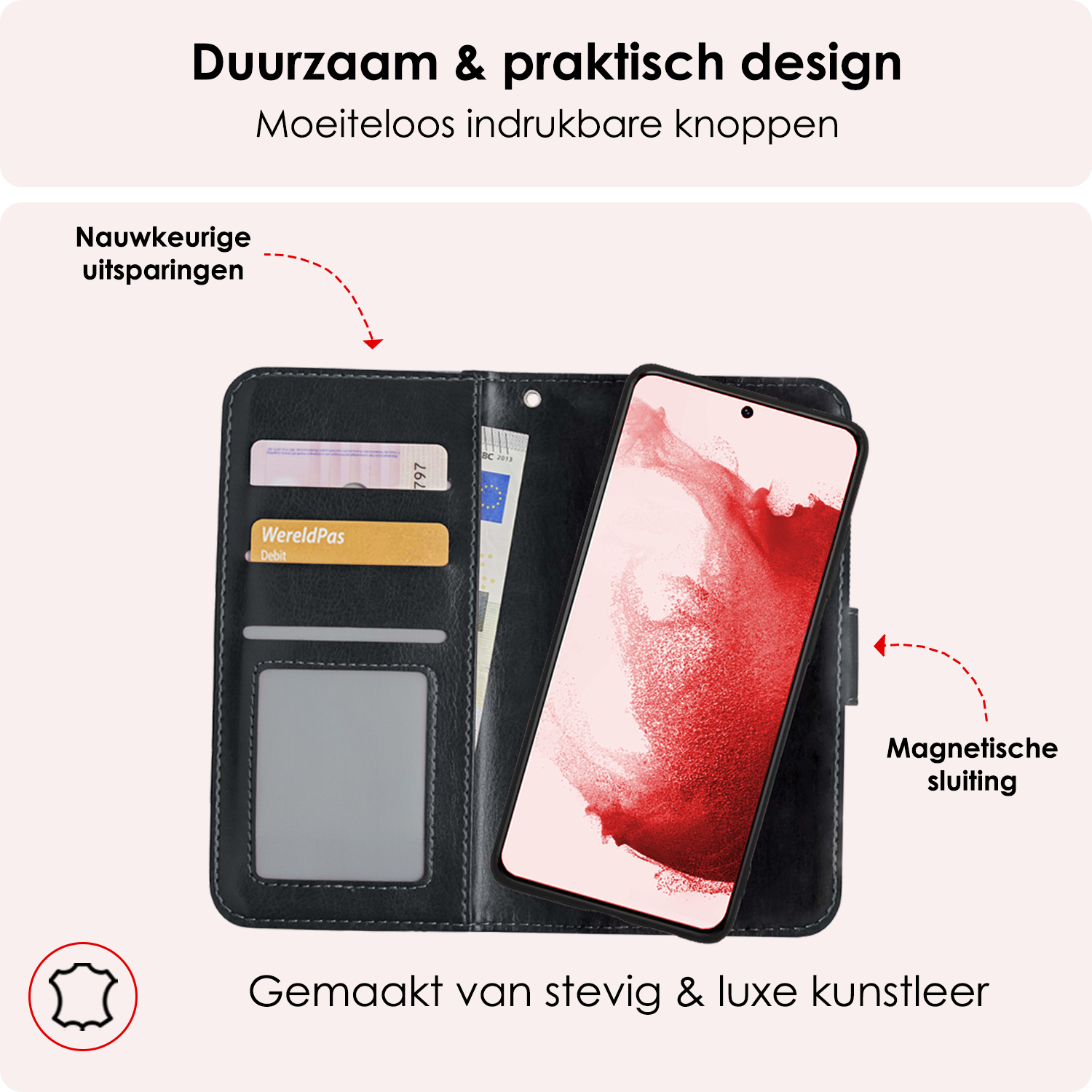 NoXx Hoes Geschikt voor <model> Hoesje Bookcase Hoes 2-in-1 Uitneembaar Cover Hard Case Met Screenprotector - <color>