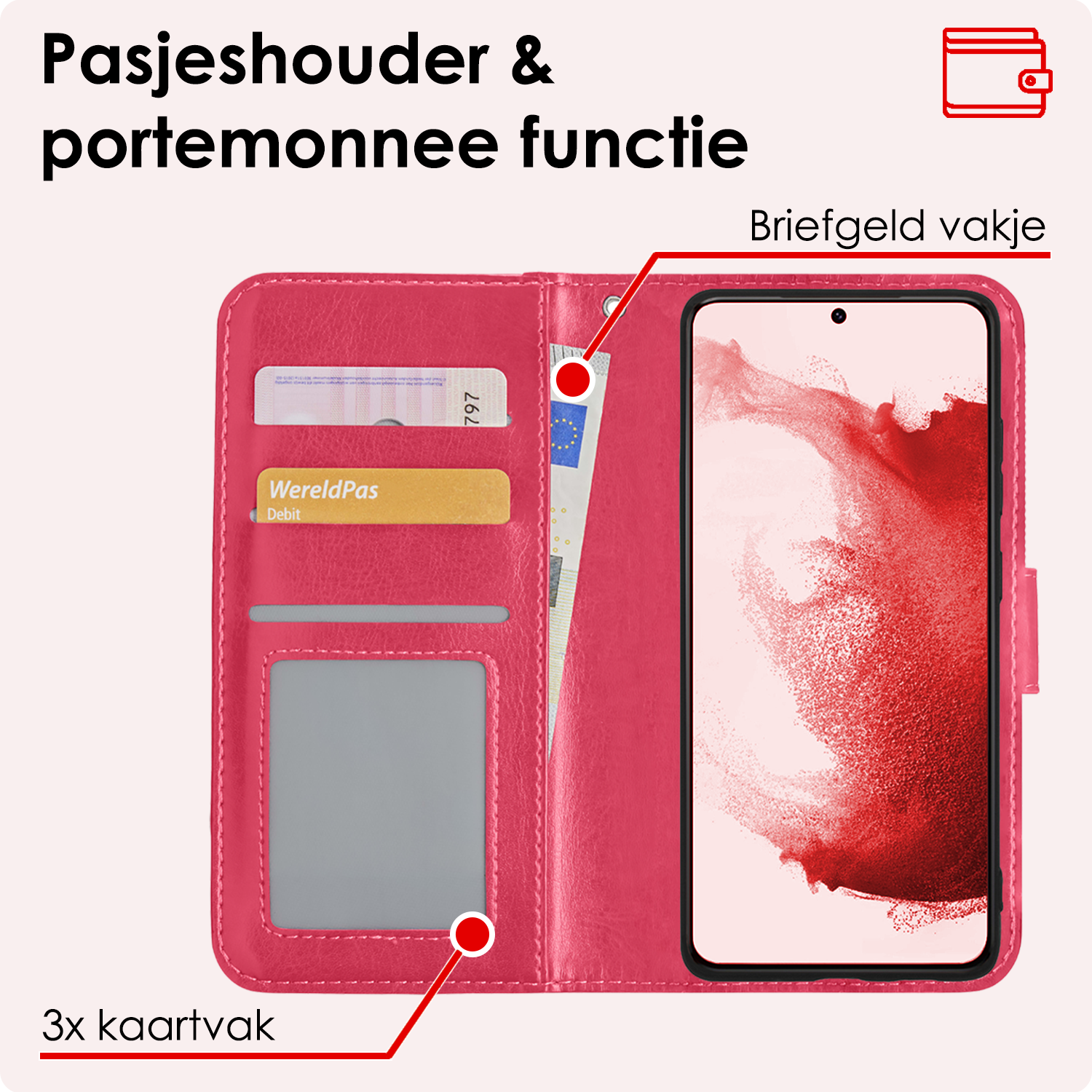 NoXx Hoes Geschikt voor <model> Hoesje Bookcase Hoes 2-in-1 Uitneembaar Cover Hard Case Met Screenprotector - <color>