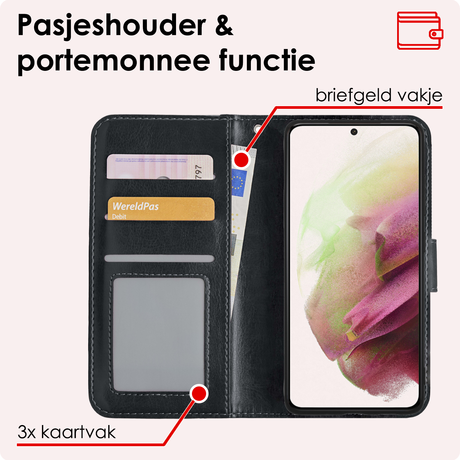 NoXx Hoes Geschikt voor <model> Hoesje Bookcase Hoes 2-in-1 Uitneembaar Cover Hard Case Met 2x Screenprotector - <color>