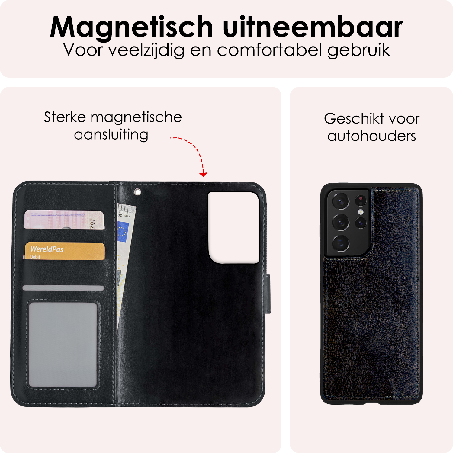 NoXx Hoes Geschikt voor <model> Hoesje Bookcase Hoes 2-in-1 Uitneembaar Cover Hard Case Met 2x Screenprotector - <color>