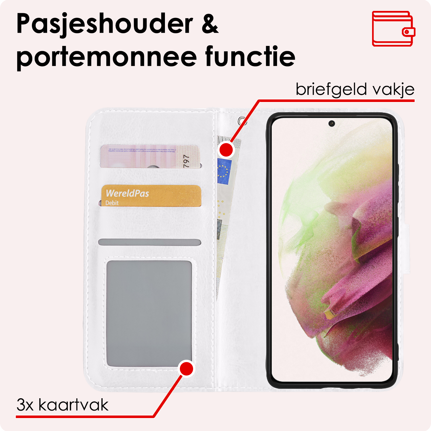 NoXx Hoes Geschikt voor <model> Hoesje Bookcase Hoes 2-in-1 Uitneembaar Cover Hard Case Met 2x Screenprotector - <color>