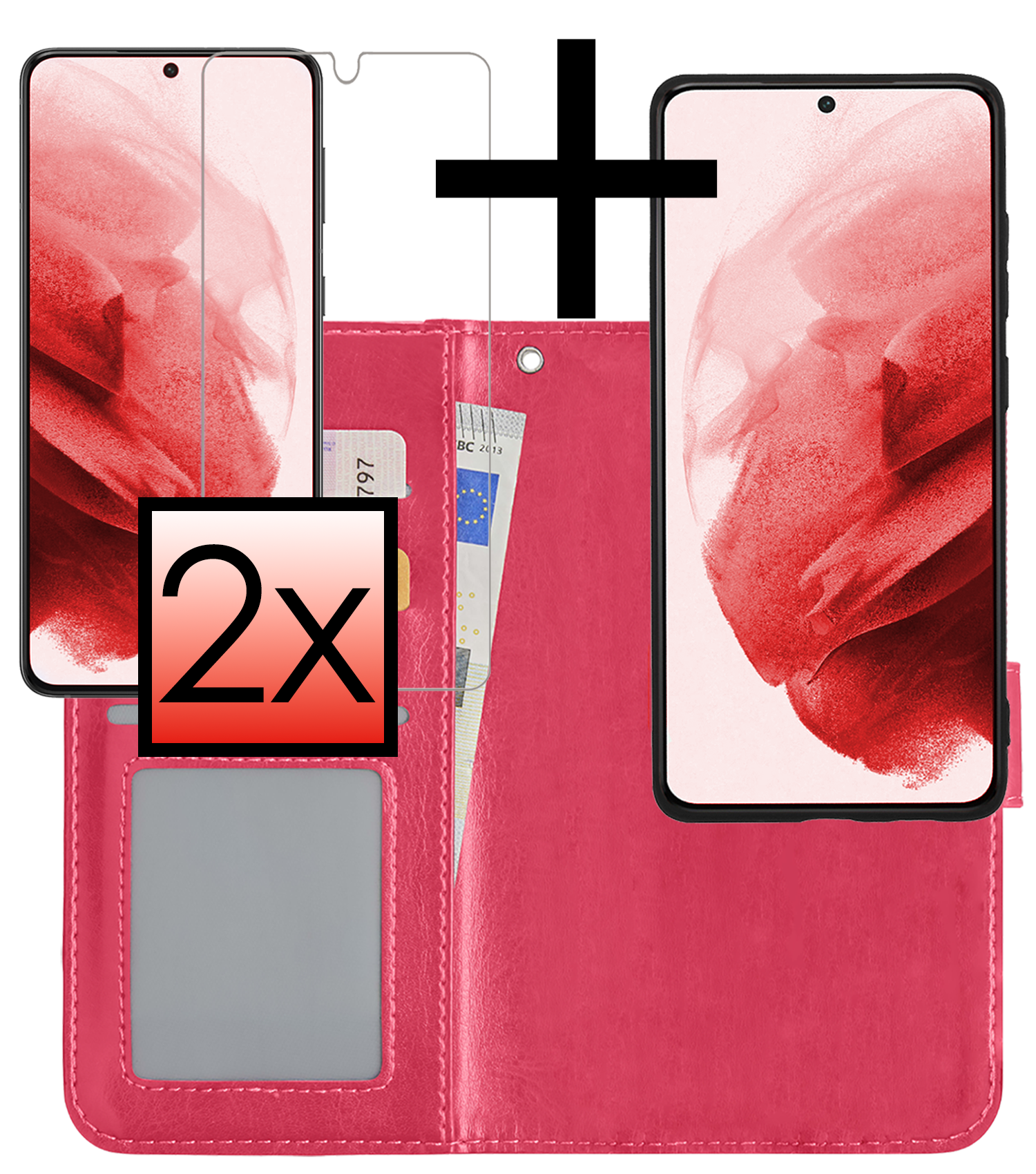 NoXx Hoes Geschikt voor <model> Hoesje Bookcase Hoes 2-in-1 Uitneembaar Cover Hard Case Met 2x Screenprotector - <color>
