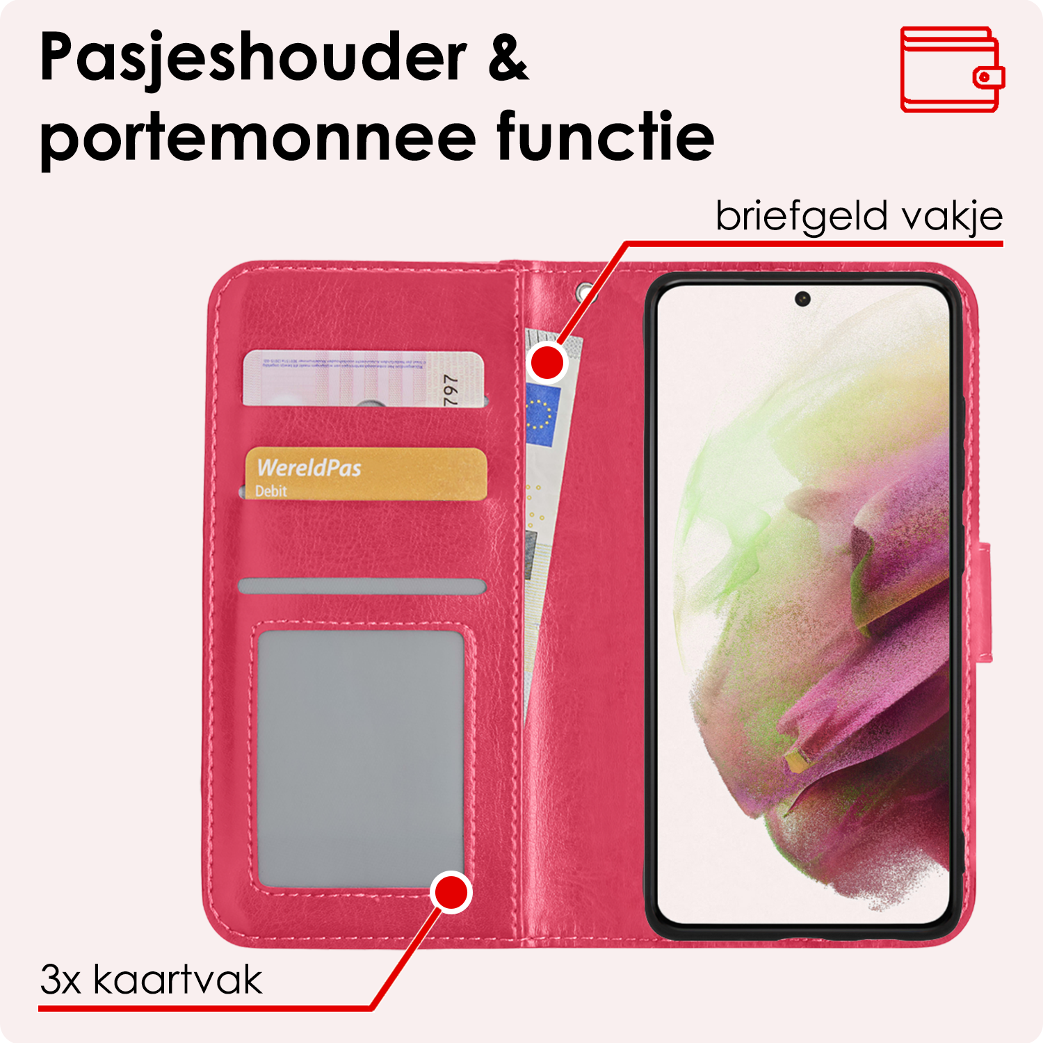 NoXx Hoes Geschikt voor <model> Hoesje Bookcase Hoes 2-in-1 Uitneembaar Cover Hard Case Met 2x Screenprotector - <color>