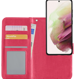 NoXx NoXx Samsung Galaxy S21 Ultra Hoesje Bookcase Uitneembaar - Donkerroze