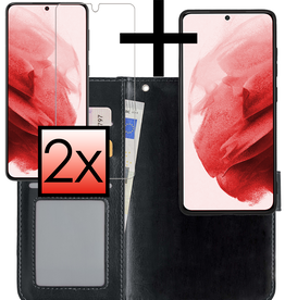 NoXx NoXx Samsung Galaxy S21 Plus Hoesje Bookcase Uitneembaar Met 2x Screenprotector - Zwart