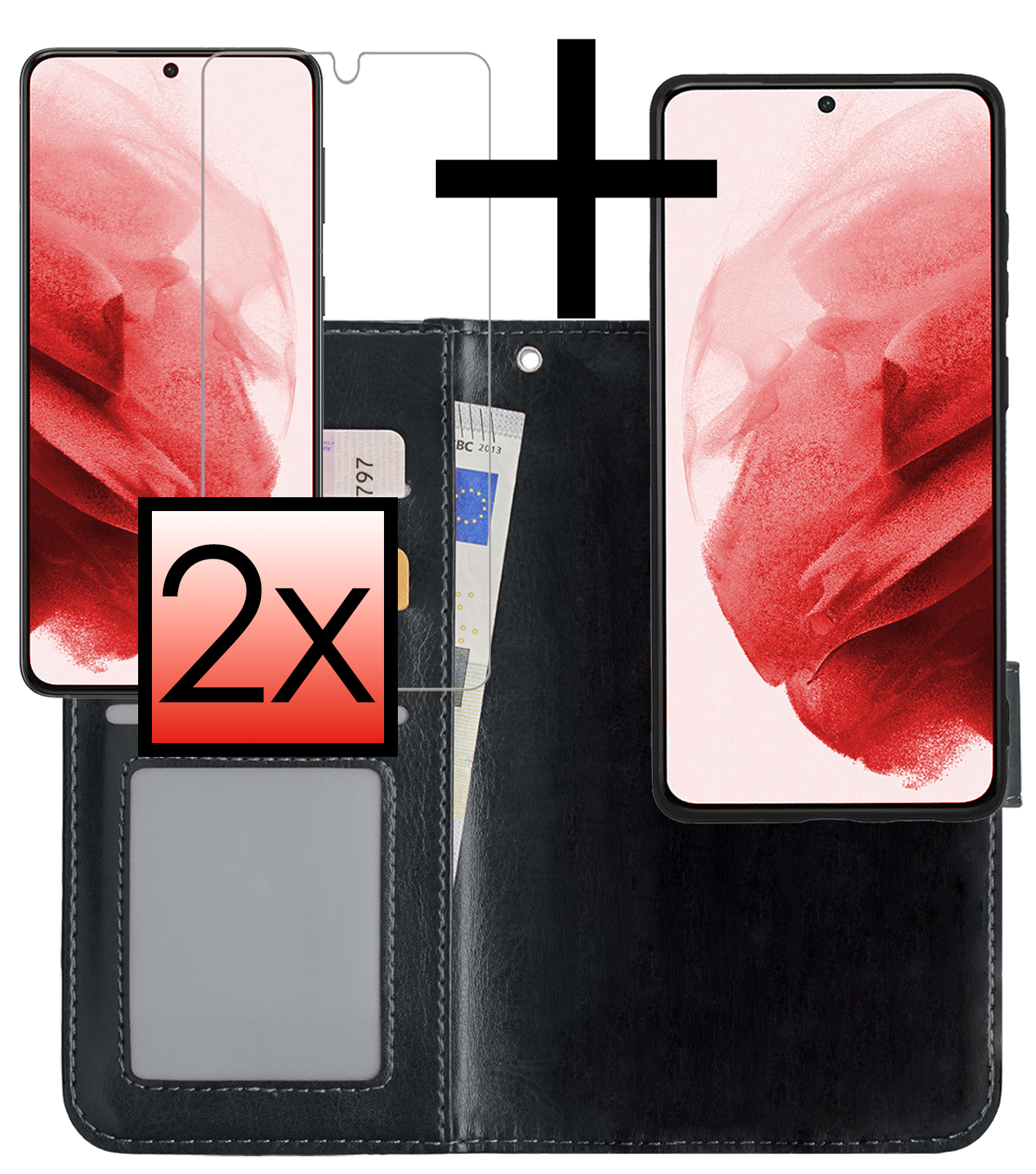 NoXx Hoes Geschikt voor <model> Hoesje Bookcase Hoes 2-in-1 Uitneembaar Cover Hard Case Met 2x Screenprotector - <color>